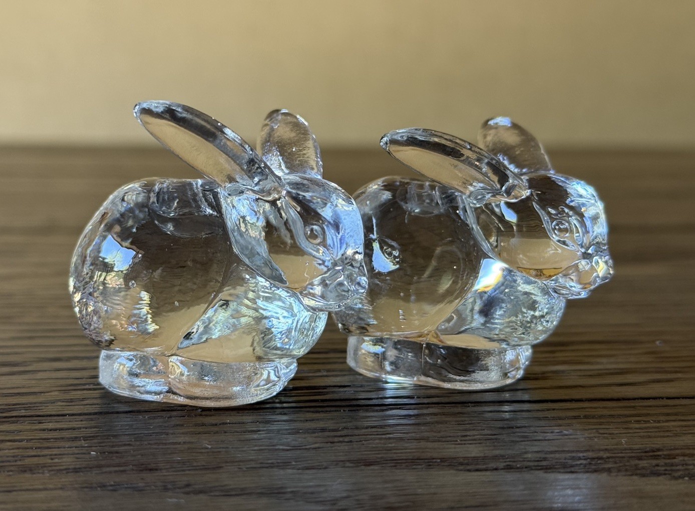 Vintage Glass Clear Bunny/Rabbit Candlestick Holders Set of 2 Easter Spring