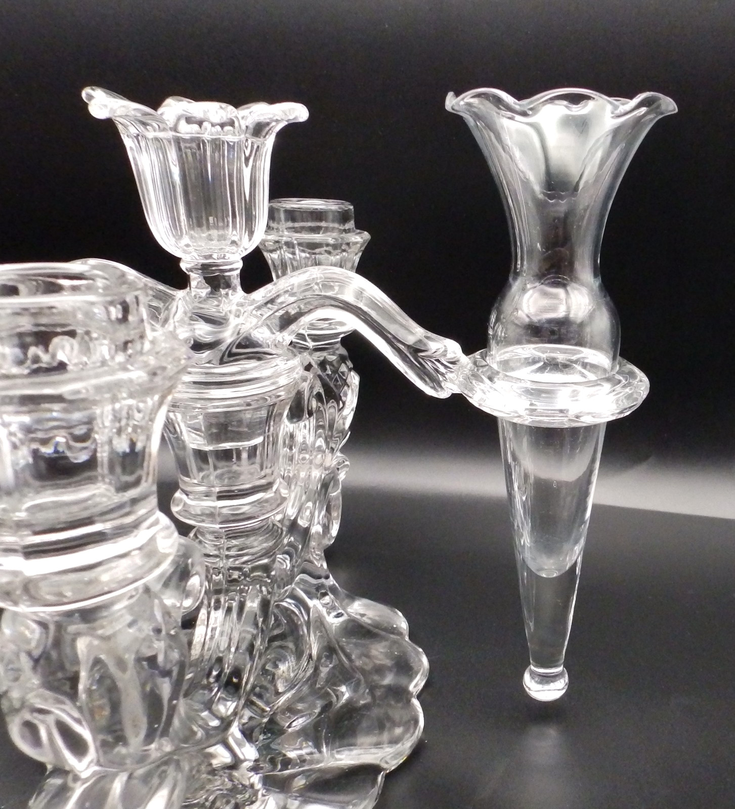Vintage Cambridge Caprice Candelabra Epergne 3 Light 4 Arm Crystal Glass Clear