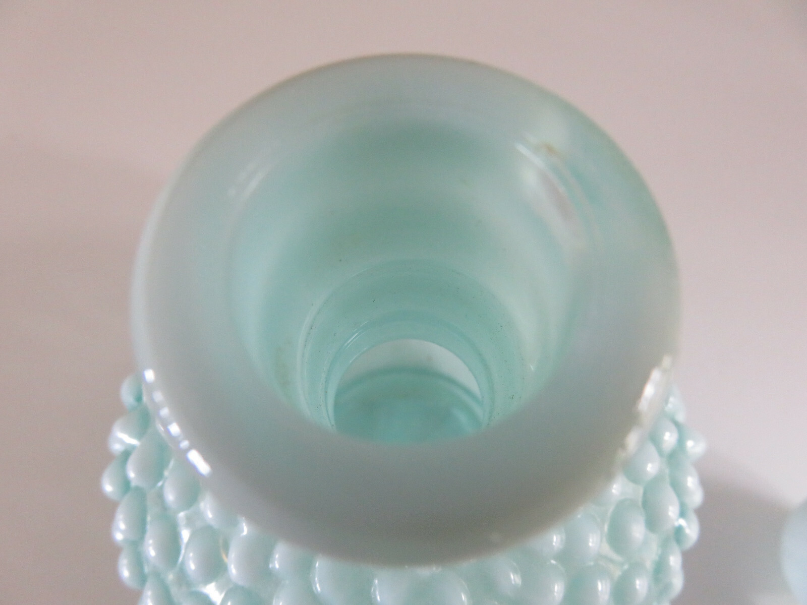 Vintage Fenton Hobnail Aqua Blue Opalescent Perfume Barber Bottle With Stopper