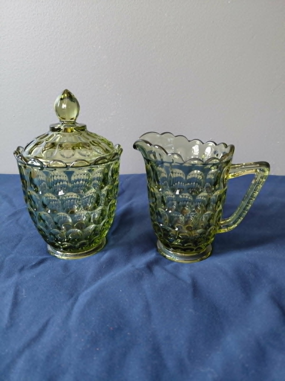 Fenton Thumbprint Colonal Green Cream and Sugar