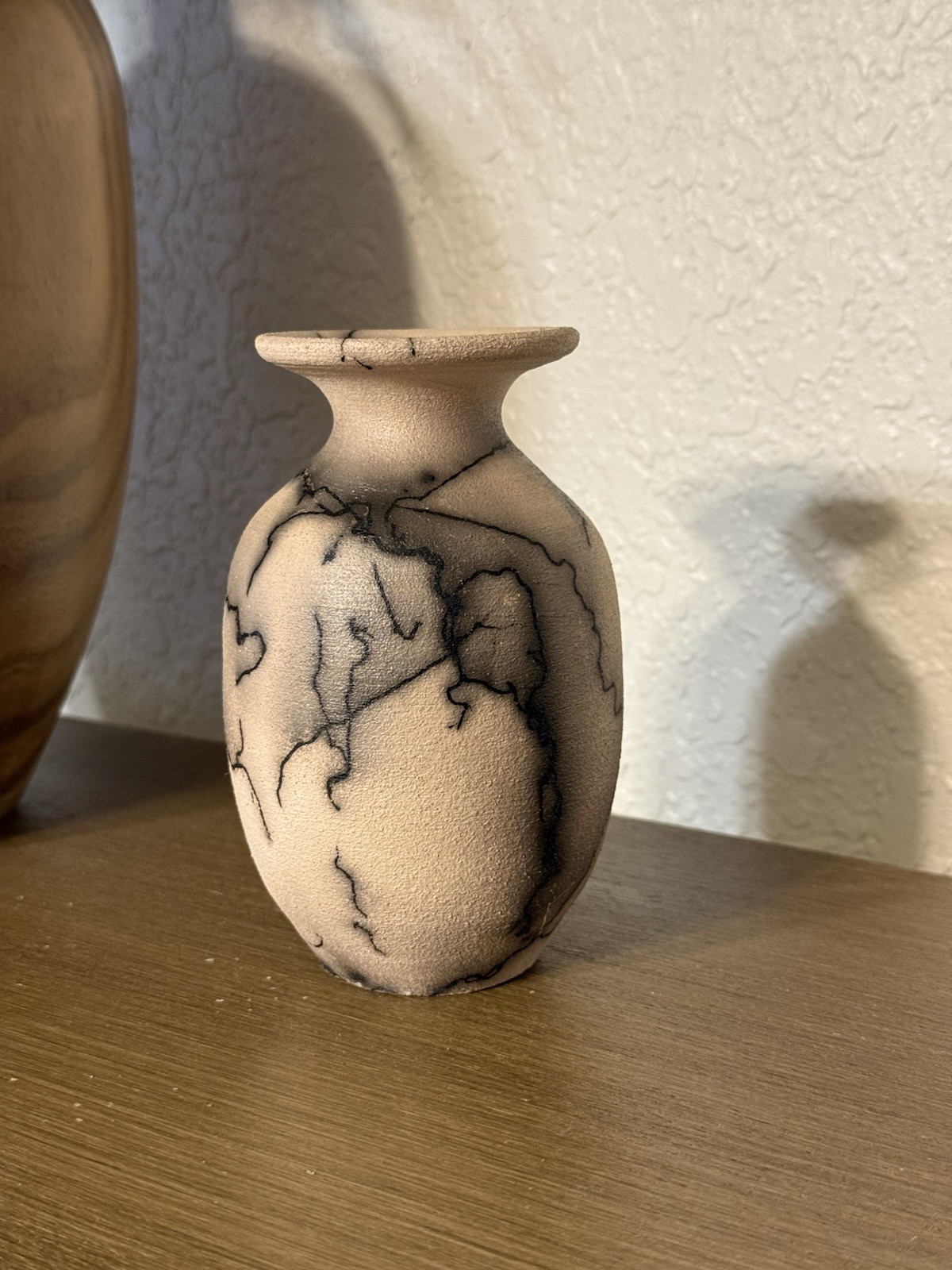 Handcrafted Horse Hair Pottery Base 5.5’ H