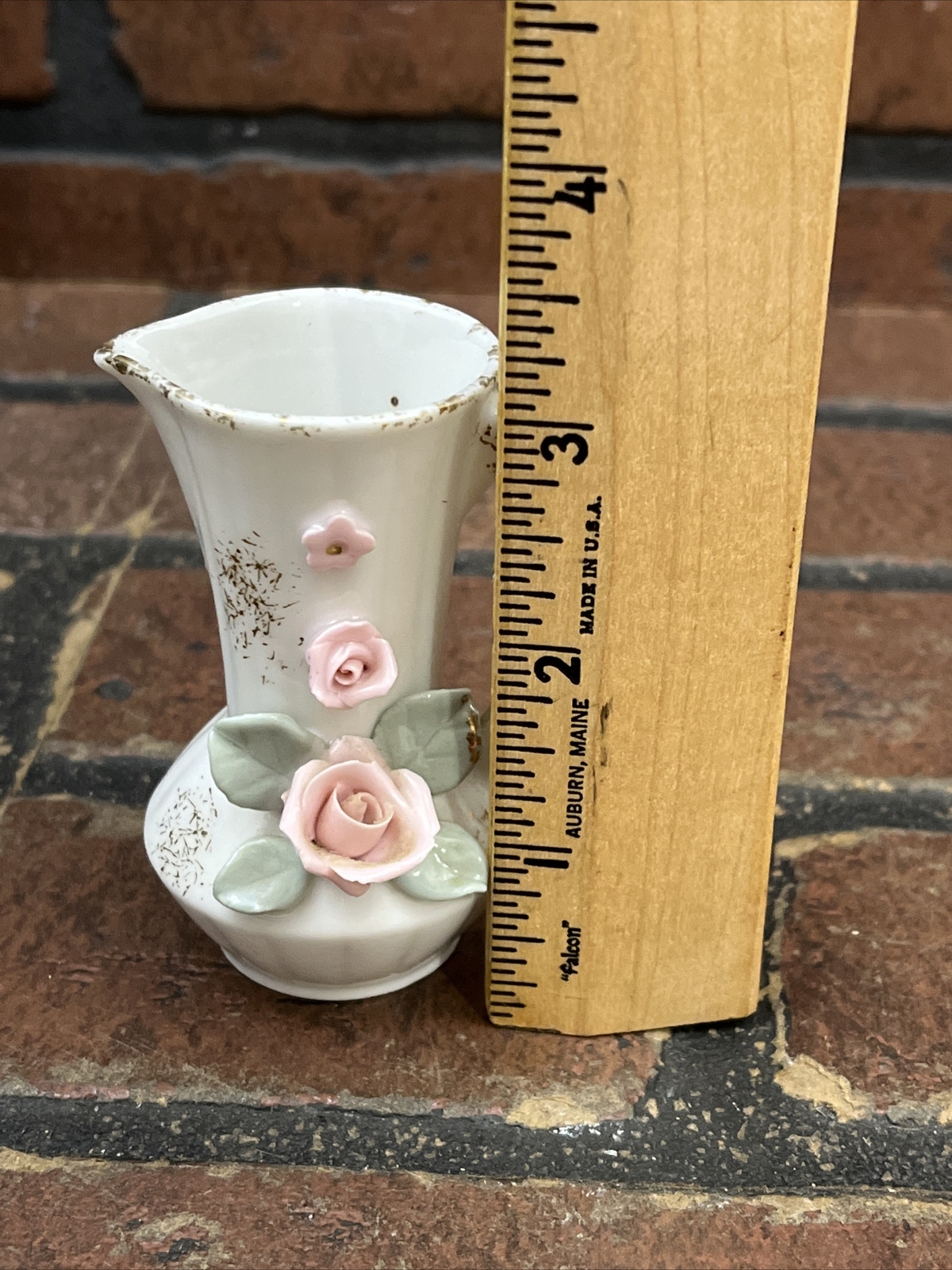 Vintage Lefton Floral Rose Pitcher/Vase Mini Pitcher 3″