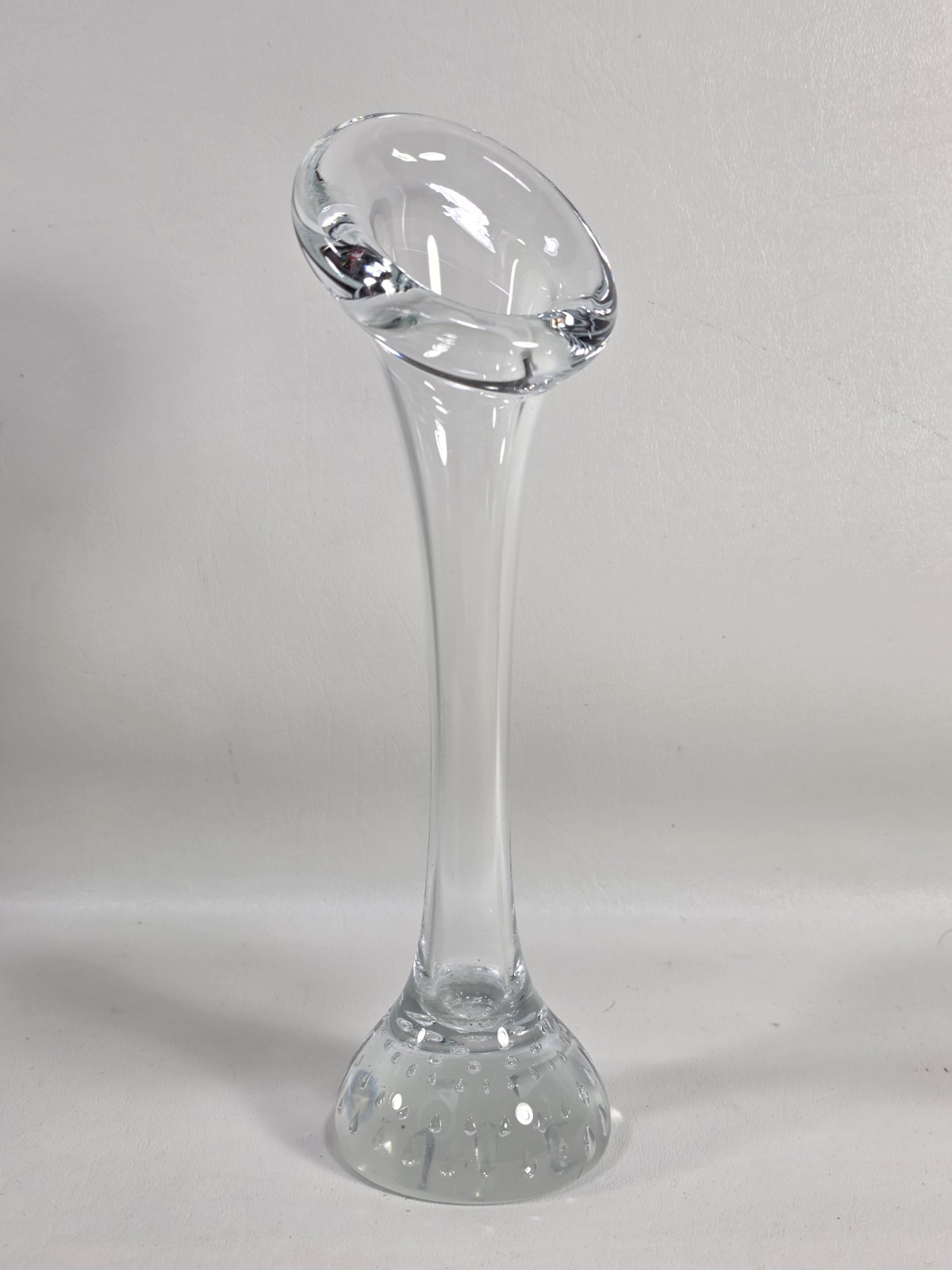 Vtg Aseda Glass Clear Bud Vase Controlled Bubbles Jack In The Pulpit 9.25″