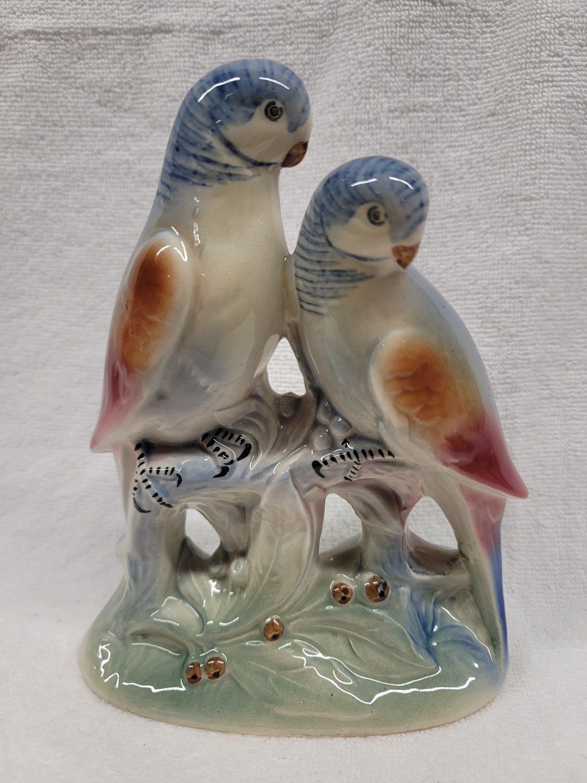 7 3/8″ DOUBLE PARAKEETS BY ROYAL COPLEY, ROYAL WINDSOR, SPAULDING