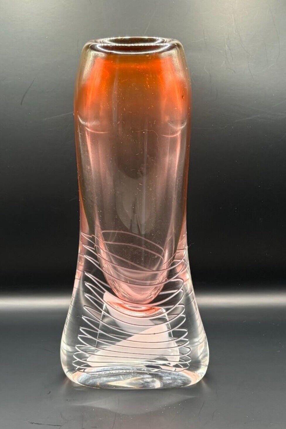 Adam Jablonski Signed Poland – LEAD CRYSTAL VASE – Rare – 10” Tall – 4 Pounds