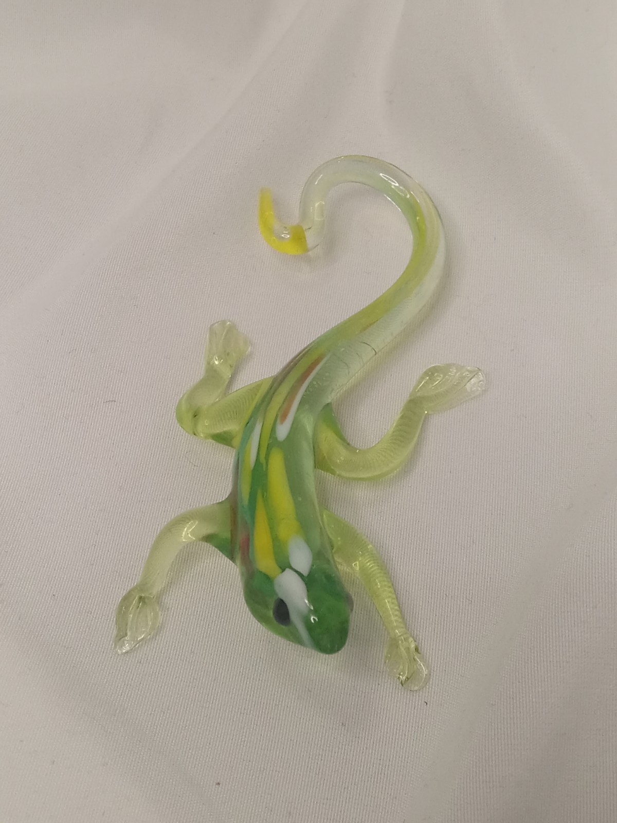 Hand Blown Murano Style Art Glass 3.25″ Green Gecko Lizard Reptile Figurine