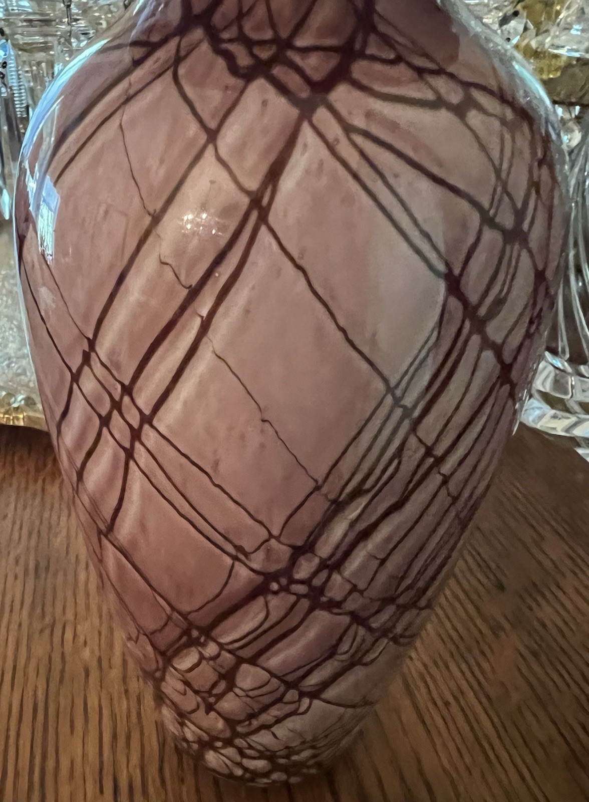 Michel Nourot Studio Vase Pink Marble Series Cased Glass Signed David Lindsey
