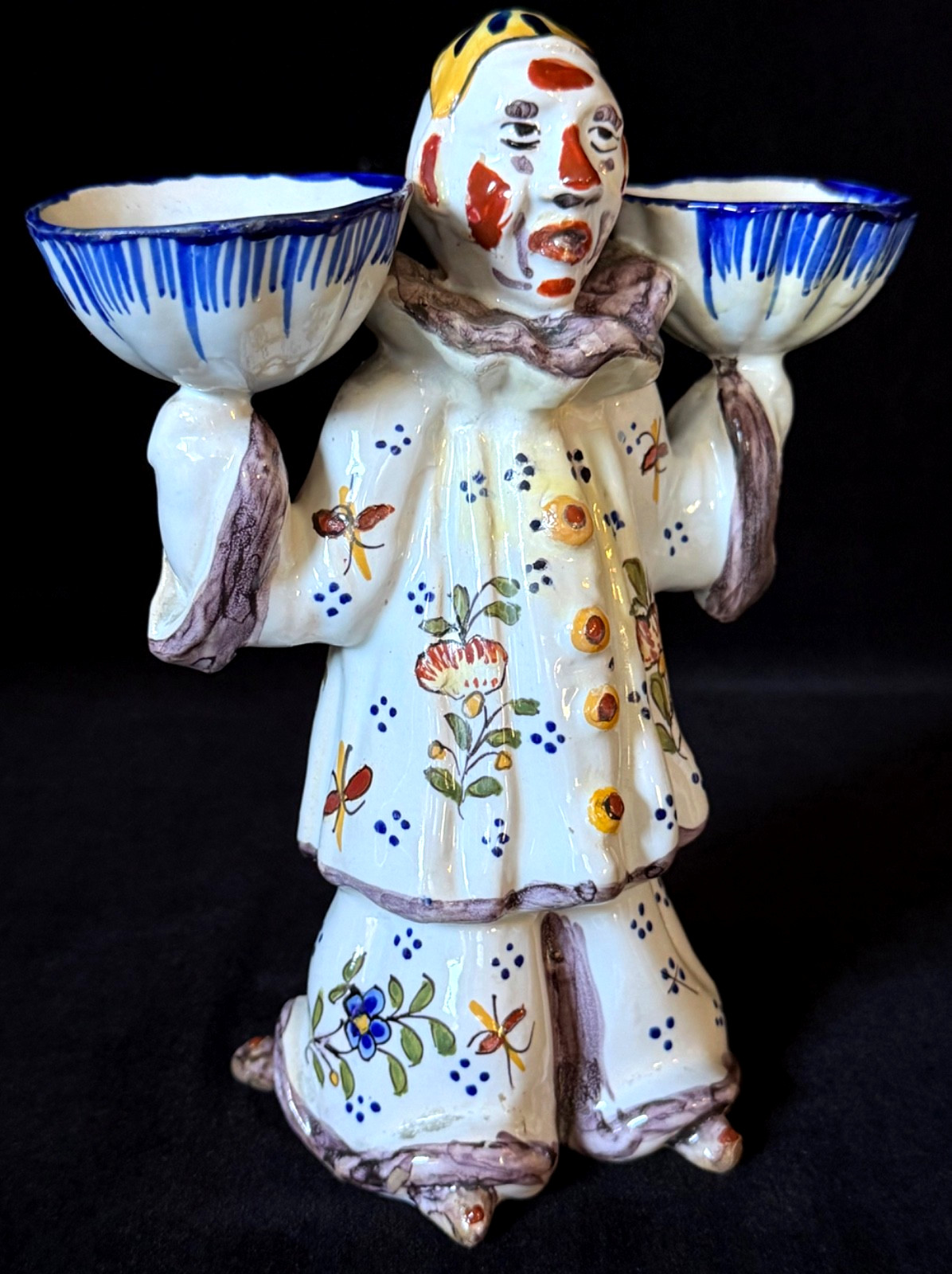 DESVRES Two Faced Clown MASTER SALT by GEO MARTEL Antique French Faience c1885