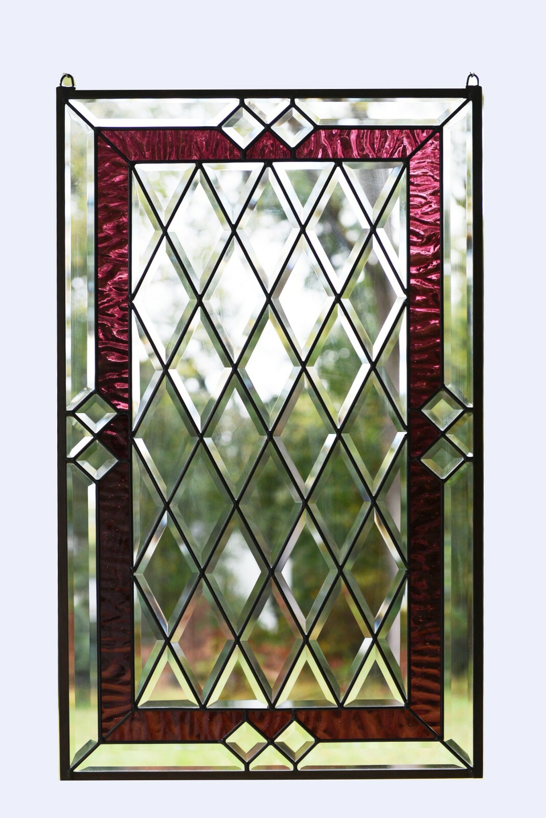 20.25″ x 34.25″ Stunning Handcrafted stained glass Clear Beveled window panel