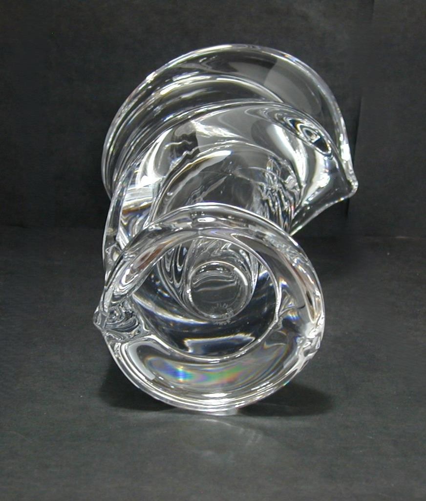 Vtg Art Vannes Le Chatel Calla Lily Lead Crystal 7 ½” Vase France MCM Modernist