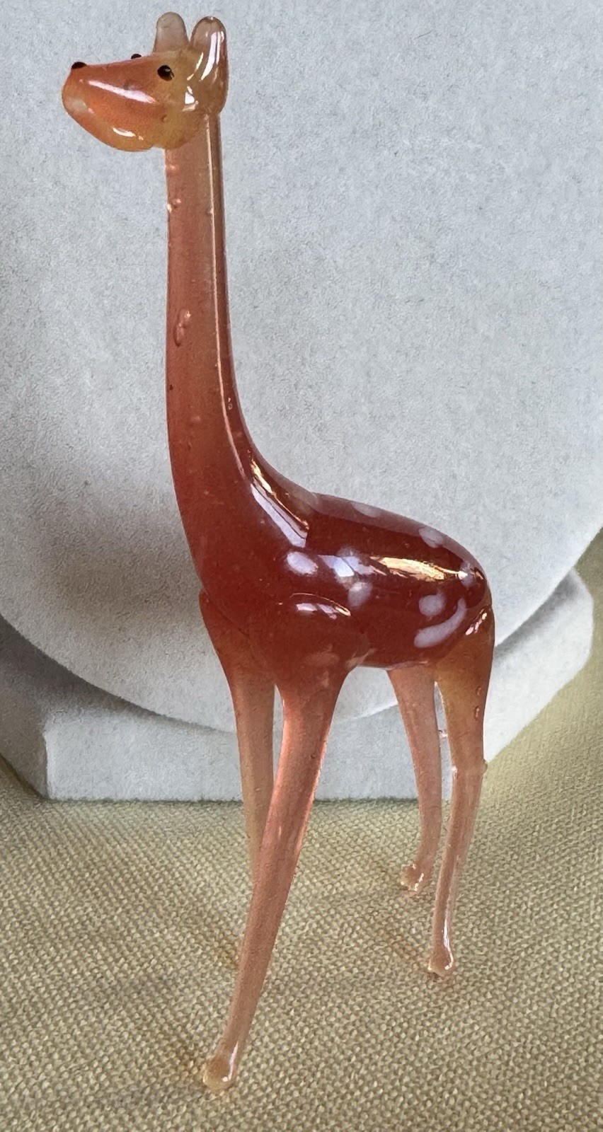 1950s Vintage Hand-Blown Amber Glass Giraffe Art Figurine Perfect Condition