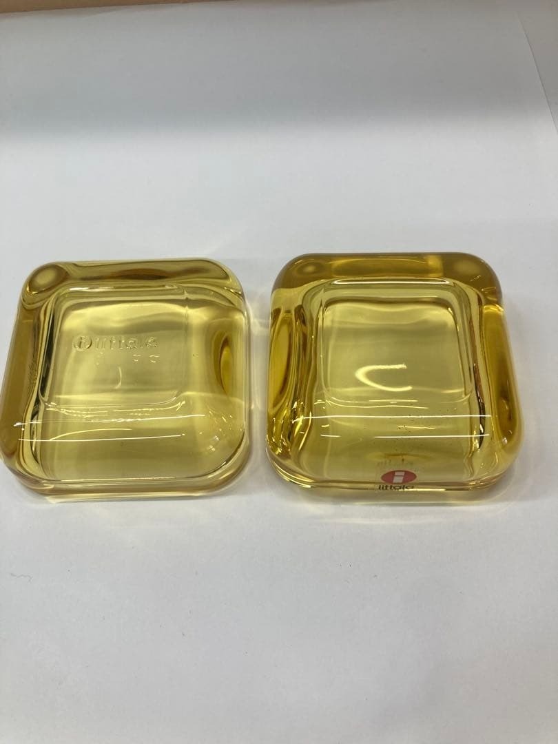 Iittala Vitriini Yellow Pink Rose Olive Trinket Box 6cm x 6cm 3 Set From Japan