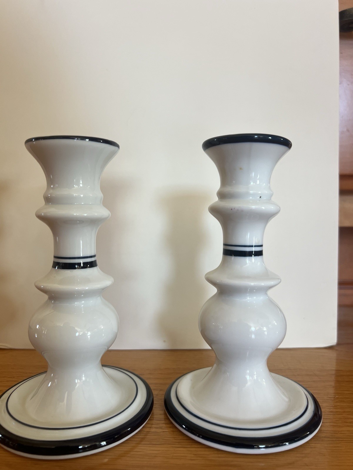 Dansk Bistro Candle Holders Christianshavn Blue White Portugal (Two)