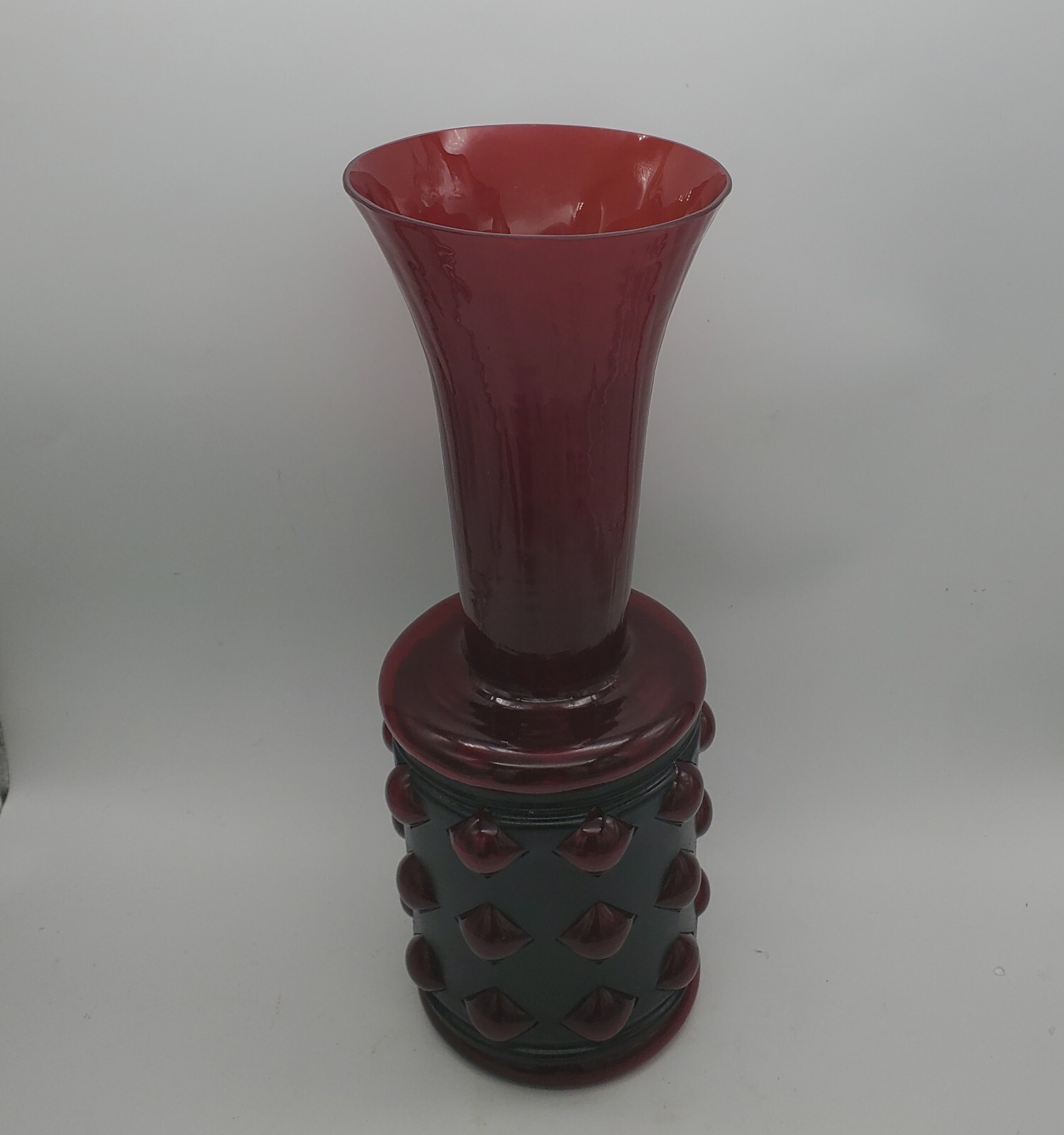Filipe/Felipe Derflingher Handblown Caged Bubble Vase Recycled Glass Ruby Red
