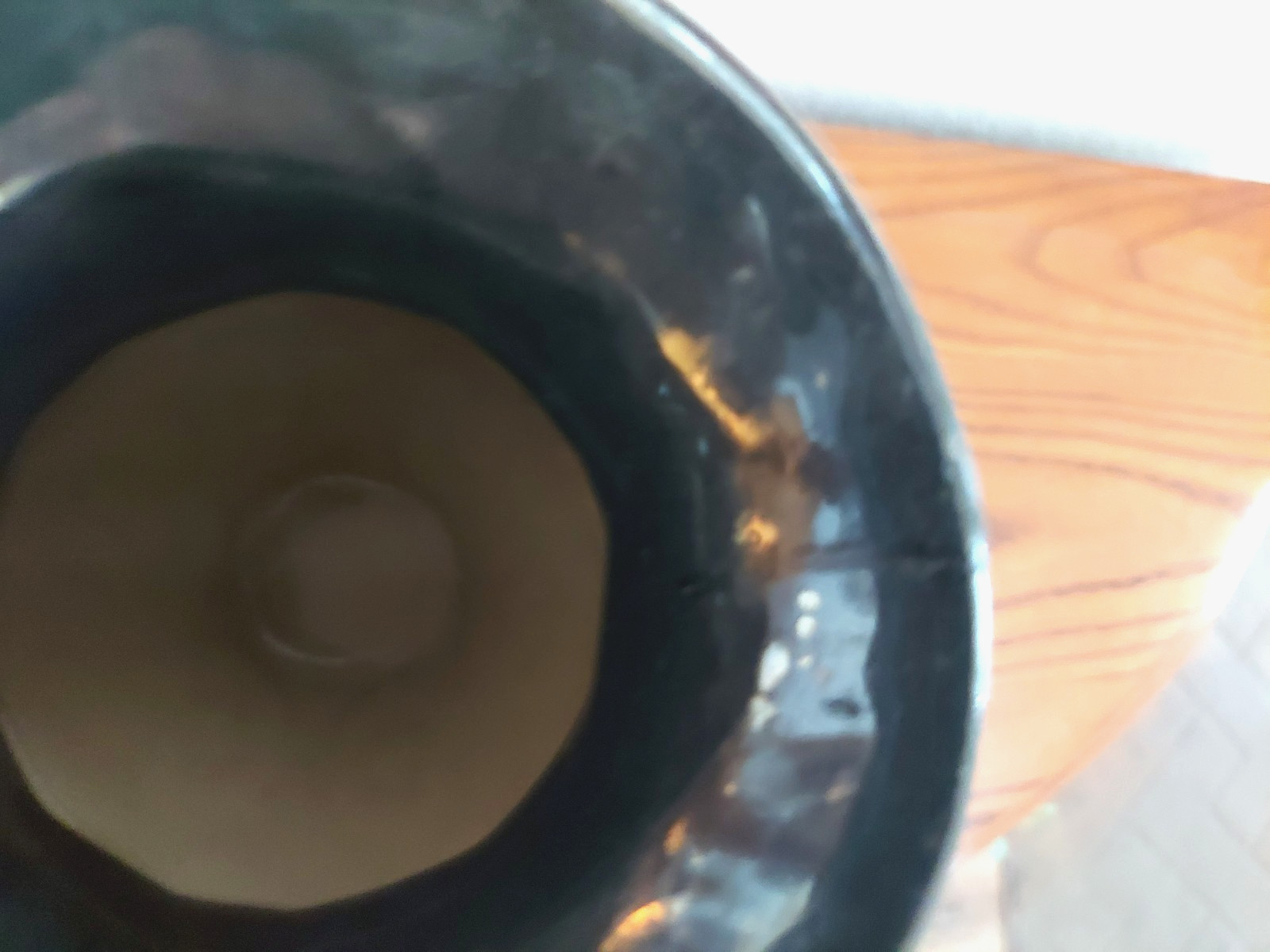 Vtg Matte Tan and Bronze METALLIC Ceramic Pottery Vase 10.5 in X 9 In Initialed