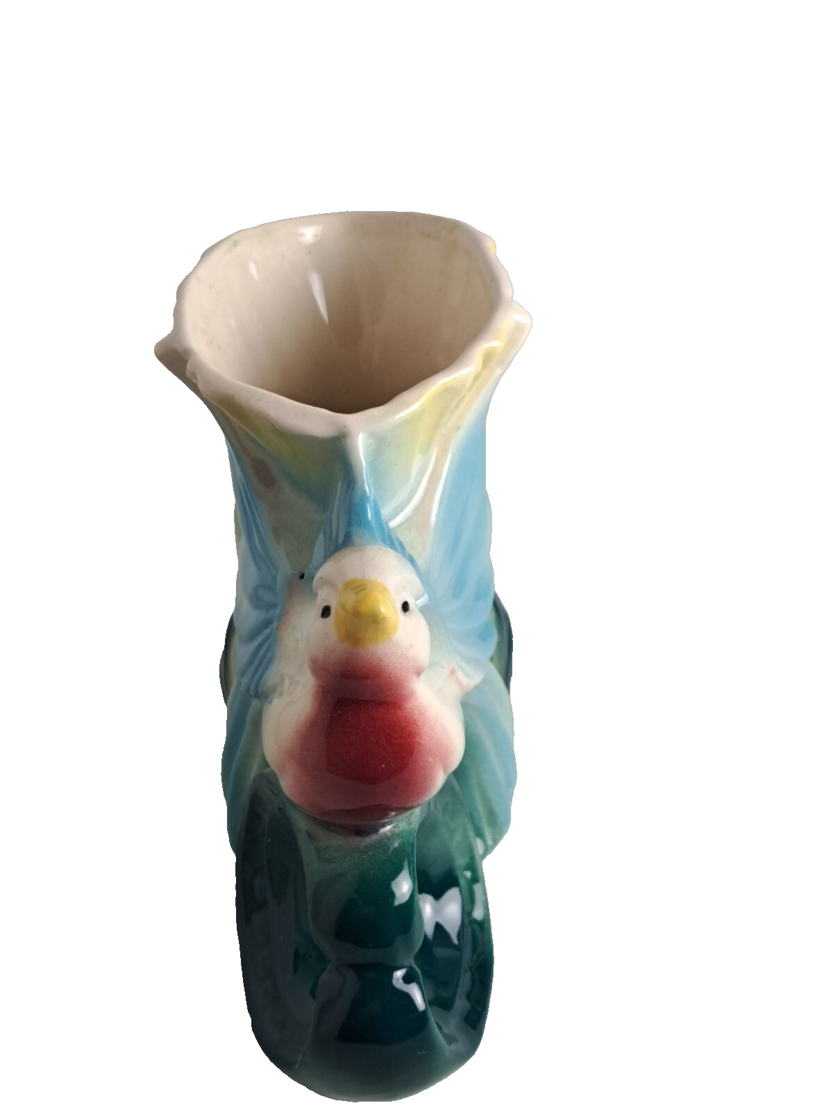 VTG. 50’s 60’s MCM Bisque BIRD OF PARADISE Hand Painted Vase/ Planter- Unbranded