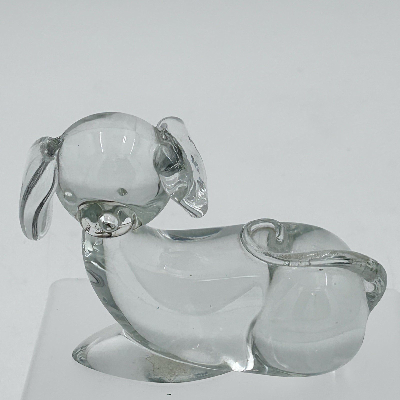 Vintage Clear Art Glass Puppy Dog Dachshund Paperweight Sculpture 4.5” Long
