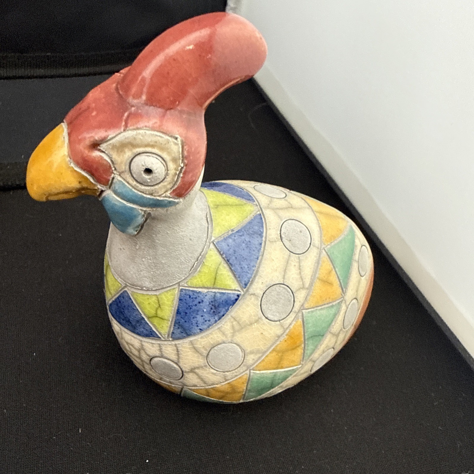 Raku South Africa Guinea Ware Fowl Pottery Figurine Sculpture Art Signed