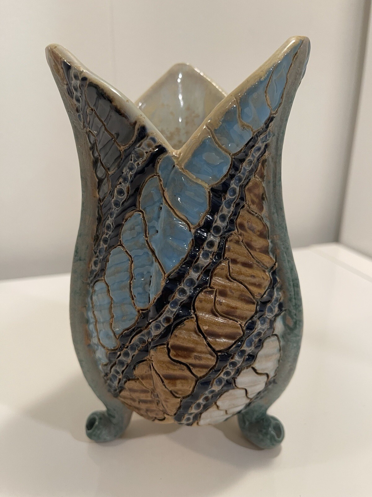 Unique Small Multicolored Pottery Vase Handmade In Indonesia