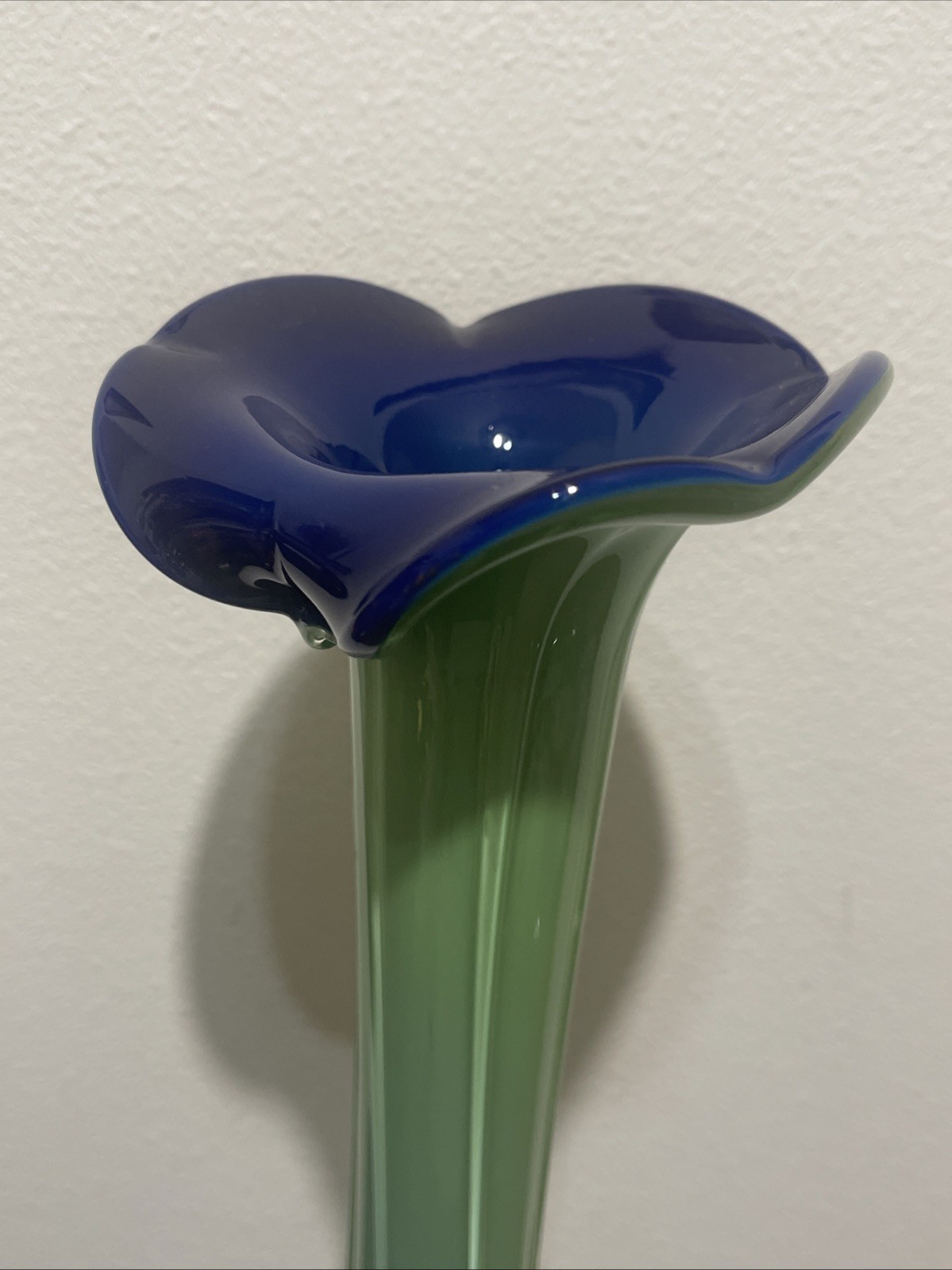 Swung Glass Vase Calla Lily Jack In The Pulpit Blue Green Murano Style 15.75”
