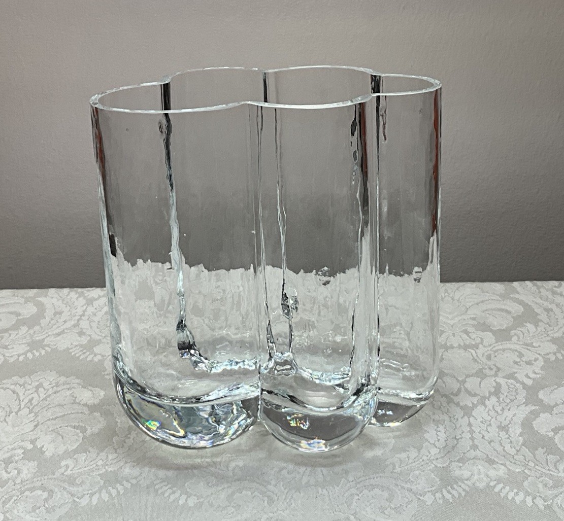 Sea Glasbruk Rune Strand Pauline Signed 7” Lobed Cloud Textured Glass Vase