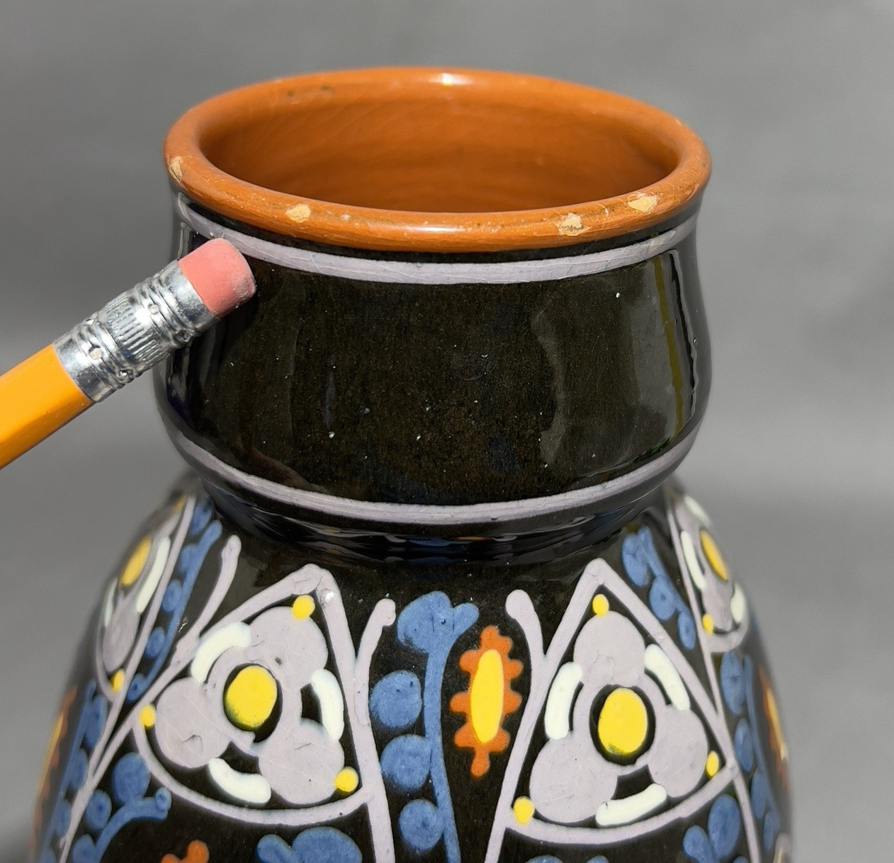 Vtg Loder Schweizer Heimberg Steffisburg Ceramic Pottery Vase Black Switzerland