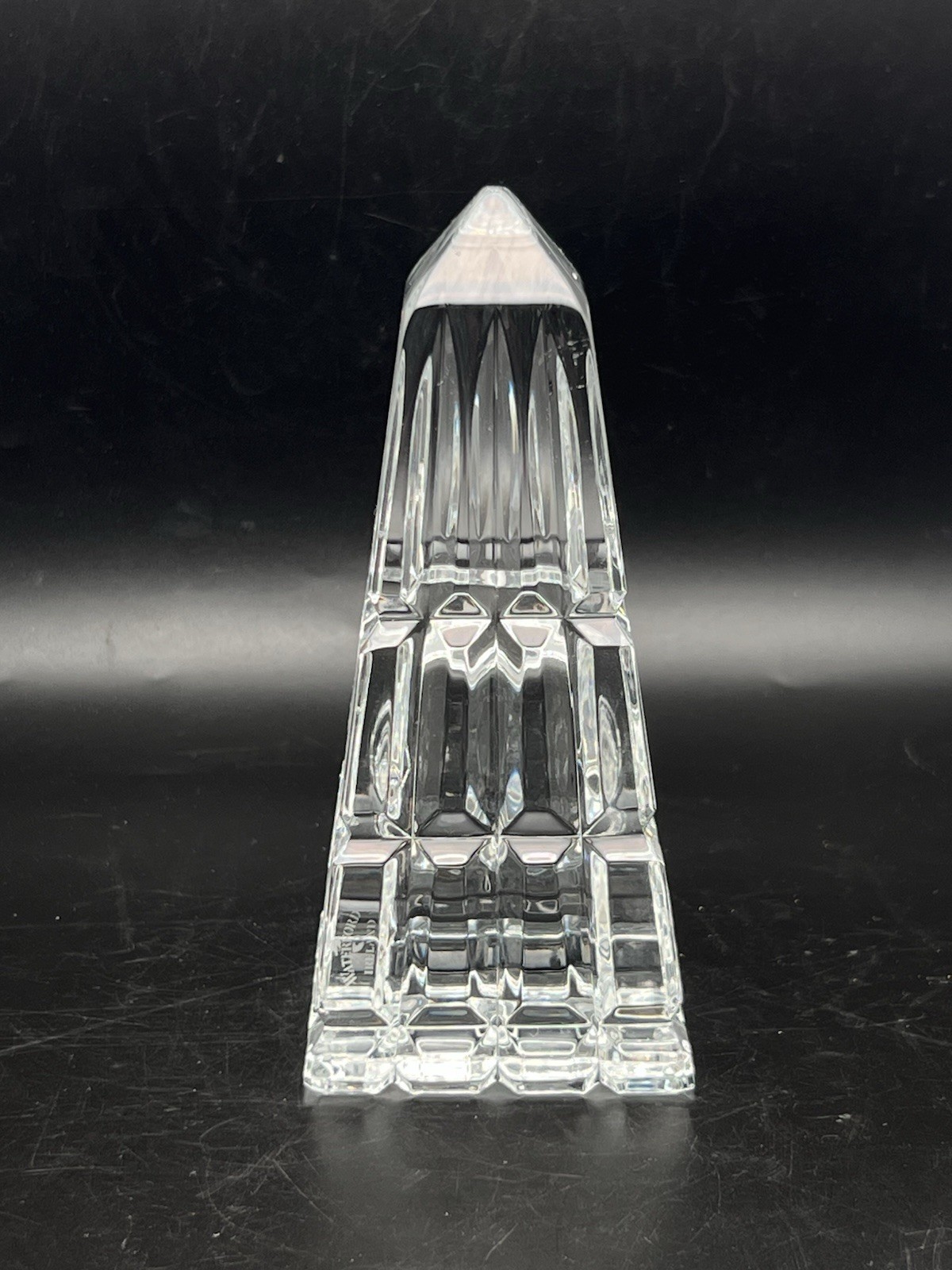 Vintage Waterford Ireland Crystal Obelisk Pyramid Paperweight 5.75” Tall 2001