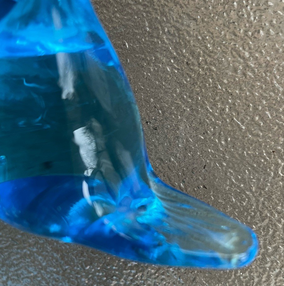 Art Glass Duck Bird Figurine Goose 3” Tall Bright Blue