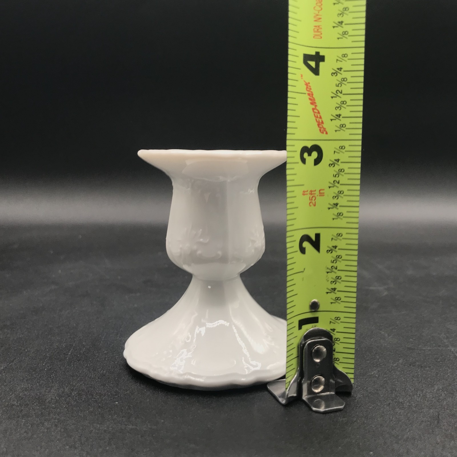 2 Vintage Tirschenreuth Baronesse White Porcelain Candlestick Candle Holders EUC