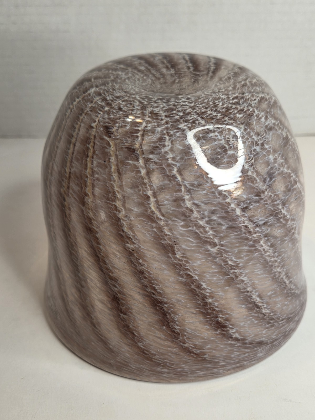 Purple Swirl Hand Blown Art Glass Vase Signed 5″