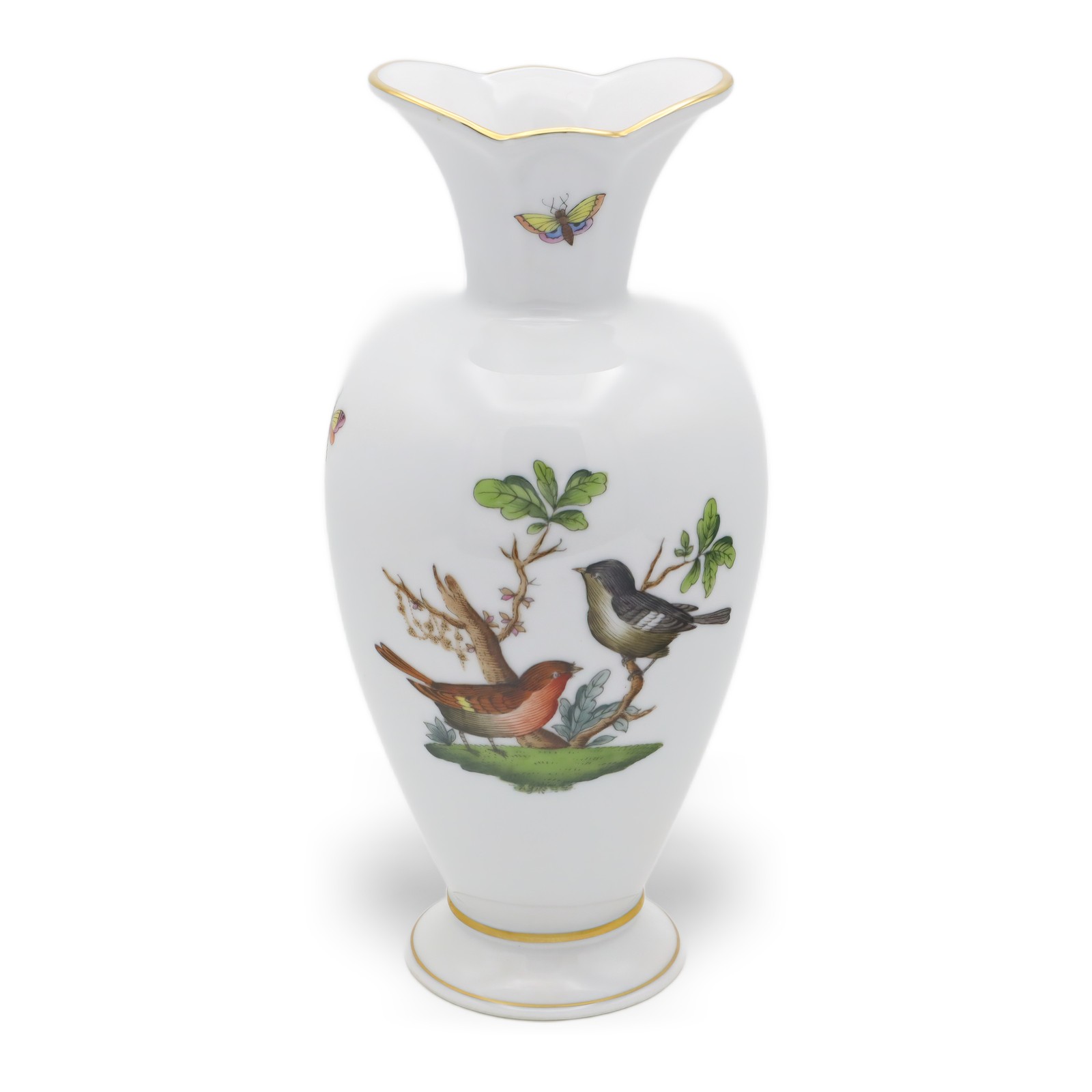 Herend Rothschild Vase – Hand Painted Porcelain – Bird Motif – Hungary Vintage –