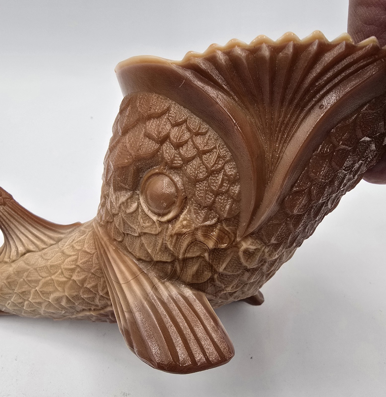 Vintage Antique Chocolate Glass Dolphin Covered Dish Sawtooth Mustard with lid