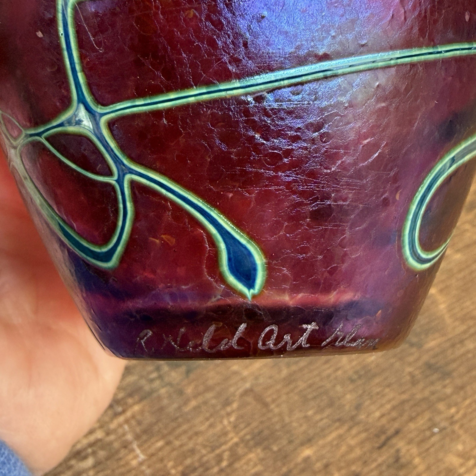 Robert Held Signed Art Glass Vase Multi Color Hand Blown