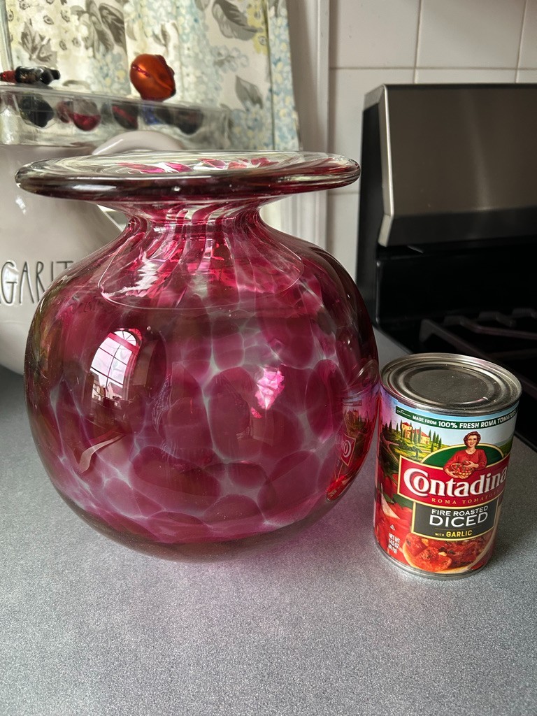 CRANBERRY ART GLASS COIN SPOT HONEYCOMB PATTERN ROTUND BODY FLARED 9.5″ VASE