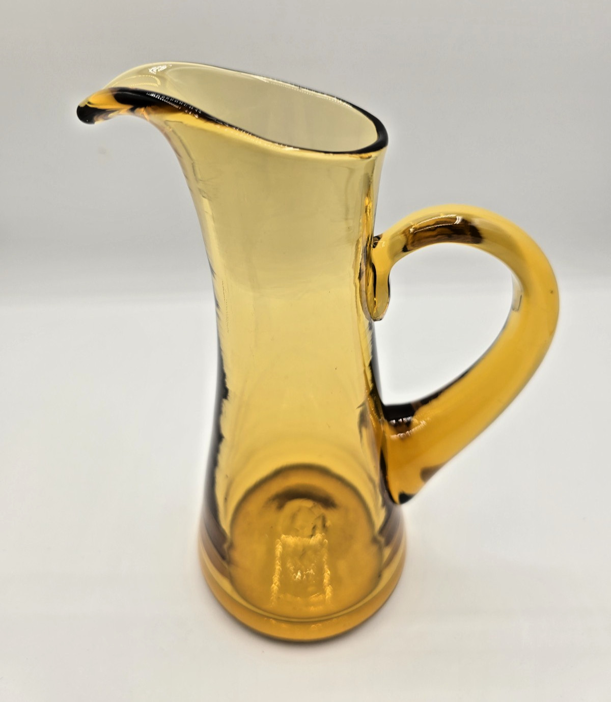 Blenko Amber Small Glass Pitcher Mid-Century Modern 8″