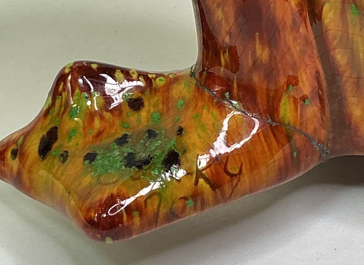 MCM 70s Art Pottery Drip Glazed Psychedelic Frog Figurine Multicolor Signed READ