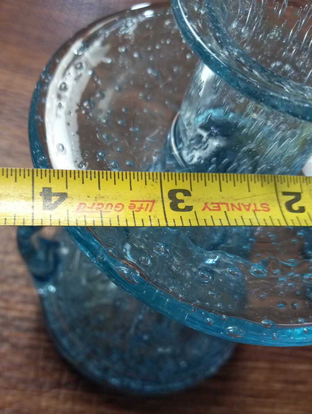 Hand Blown Blue Glass Set Of 2 Candle holders & Bowl