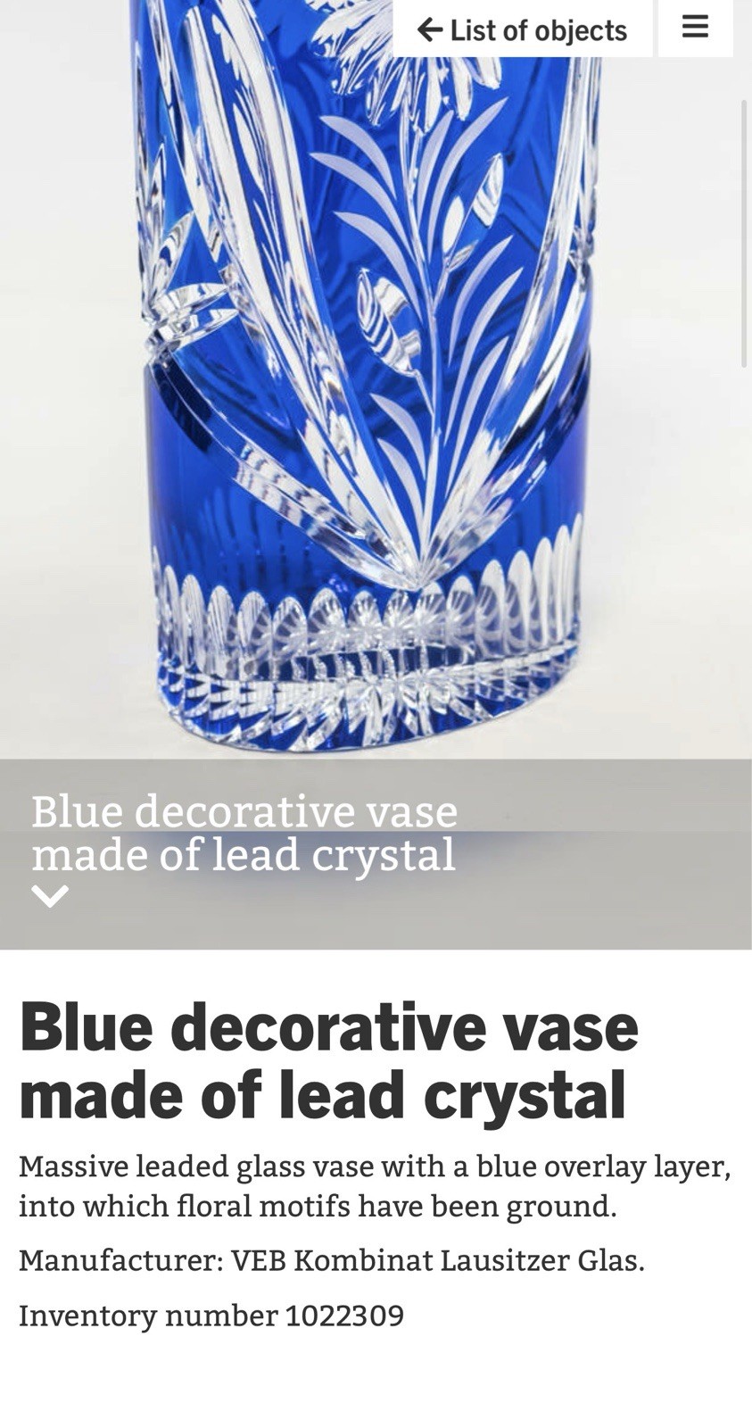 Cobalt Blue Lead Crystal Oval Vase Starburst Germany 10.5 In EUC