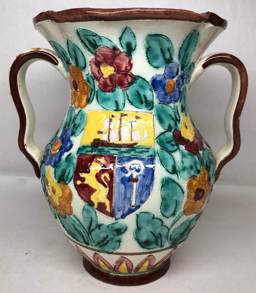 Cerart Monaco Floral Decor Vase Signed Good Condition H 20.5 L 19 W 14.5 CM N13