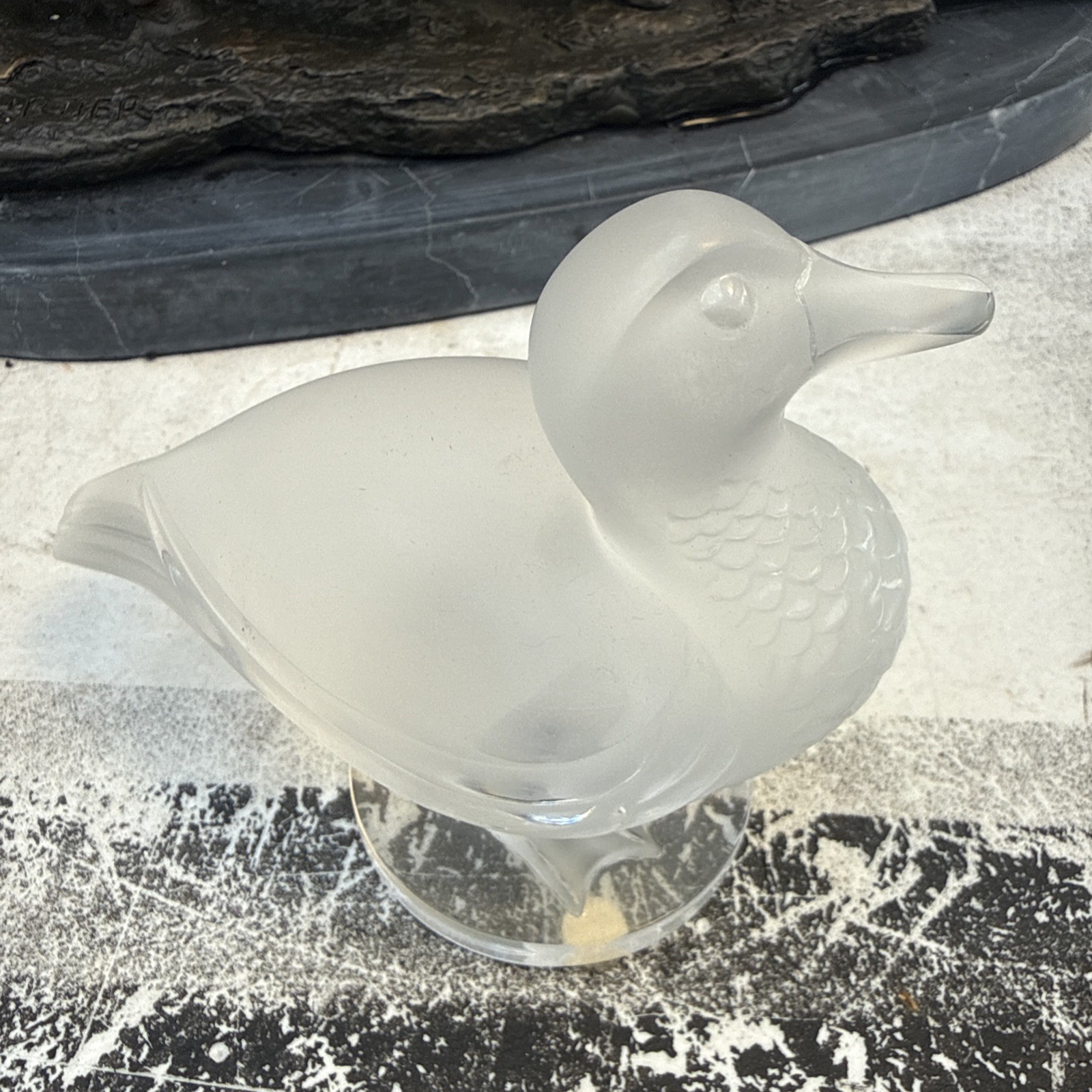 LALIQUE FRANCE GAETAN DUCK CRYSTAL FIGURINE 43/4”