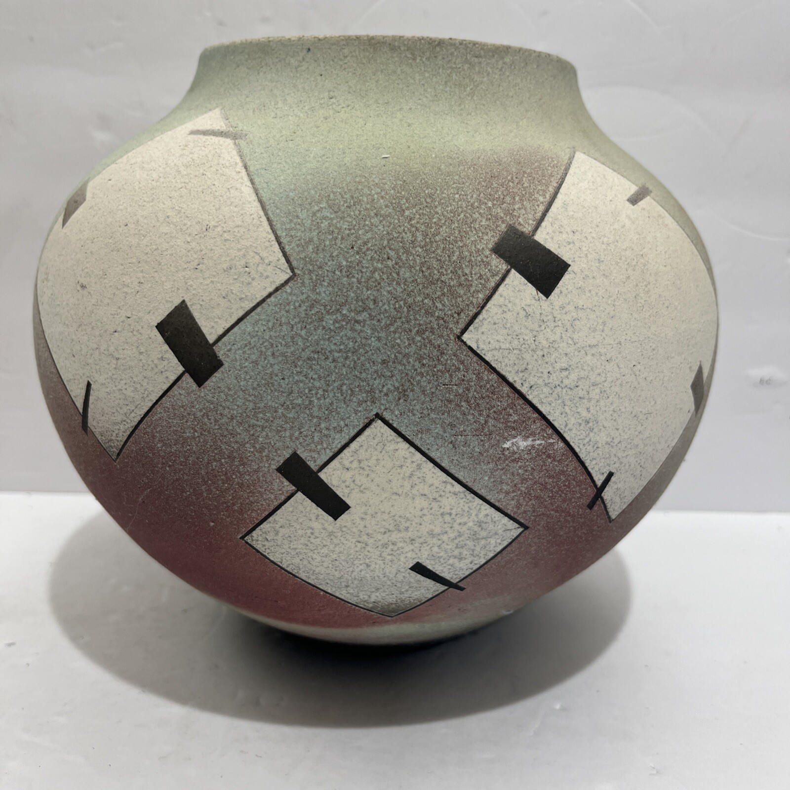 Nicholas Bernard 1987 Raku Pottery Pot Vase Earthenware Southwestern Signed!