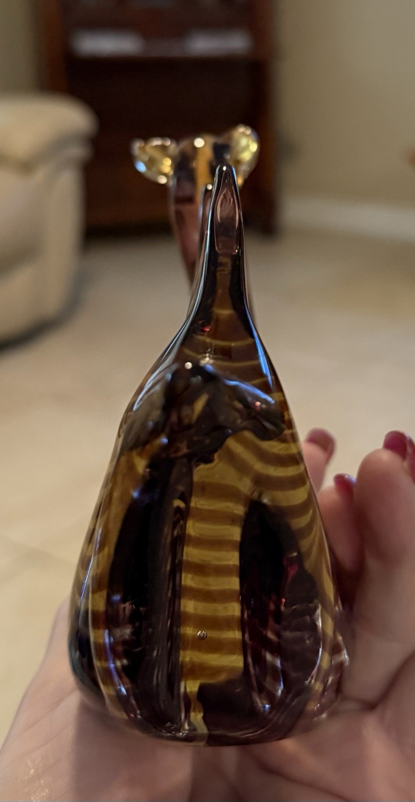 Vintage Murano Style Art Glass Two Hump Camel Sculpture Purple & Yellow Colored