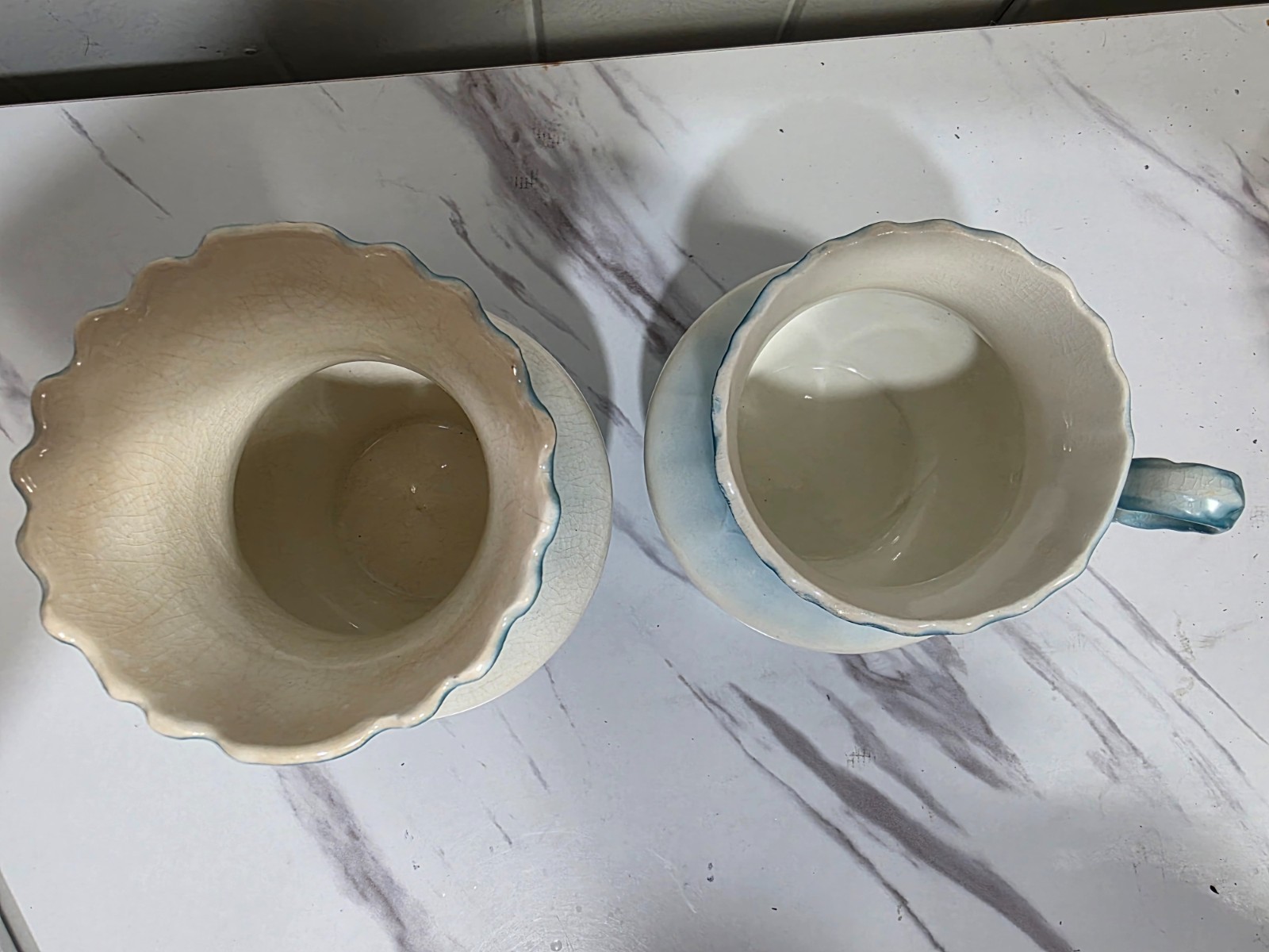 Antique Porcelain Boudoir Set: Ombre Aqua Victorian Style