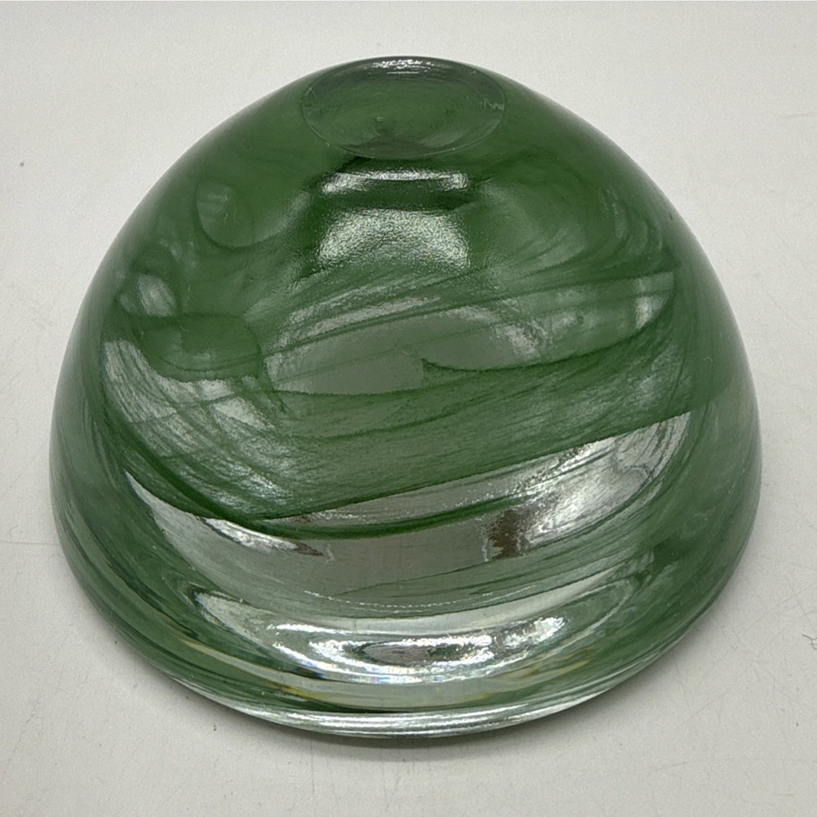 Vtg Kosta Boda Anna Ehrner Green Swirl Votive Holder 4 5/16” Diameter
