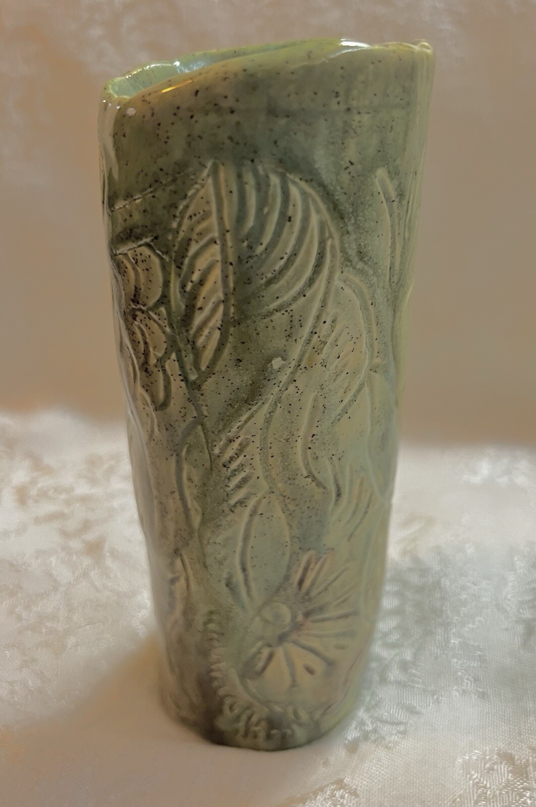Signed LHandmade Glazed Pottery Bud Vase Artist N L D