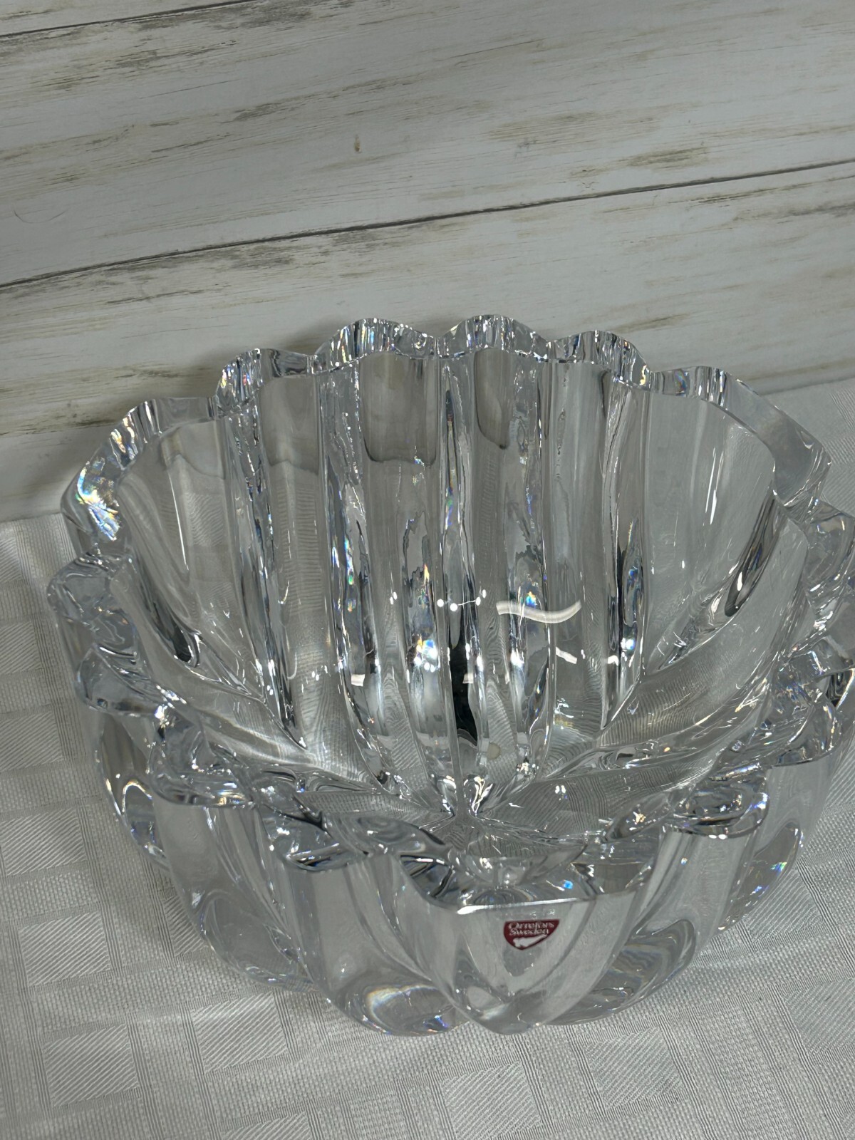 EXQUISITE ORREFORS CRYSTAL CENTERPIECE BOWL SIGNED & NUMBERED BY LARS HELLSTEN
