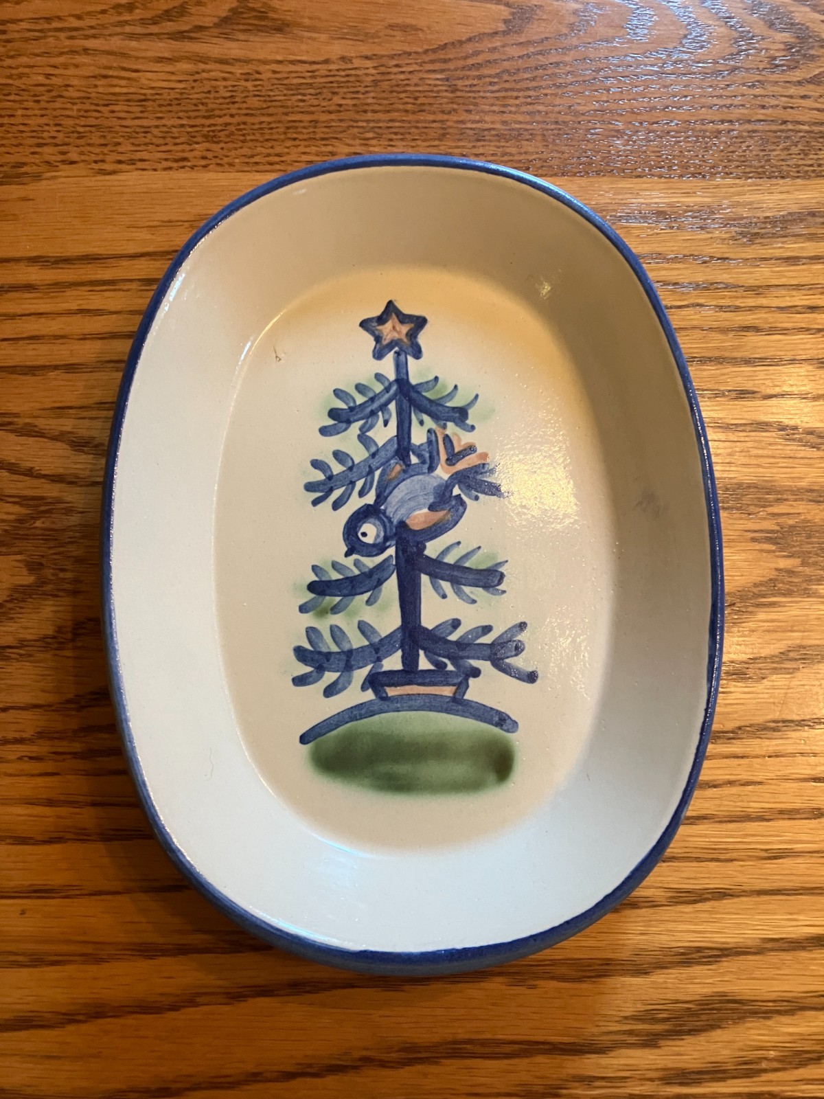 MA Hadley~Pottery~Louisville, KY ~”NEW” ~Small Oval Platter ~Bird & Tree ~Second