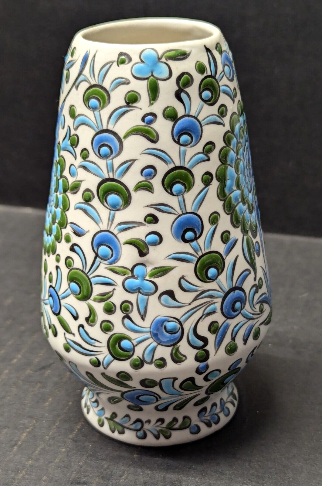 Greek Pottery Vase Floral Pattern Hand Made By Arris Keramik Rhodes 5.25″x3.25″