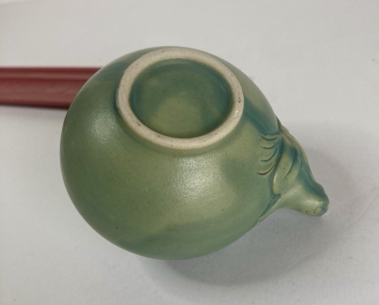 Small Balinese? Celadon Frog Vase Weed Pot 3 1/2″ Wide X 2 1/4″ High