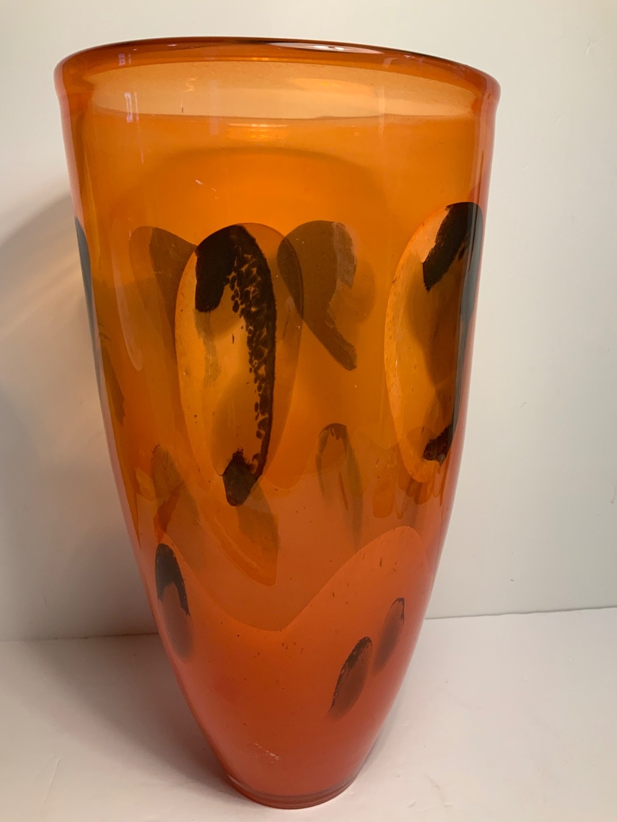 Vintage Hand Blown Glass Ri Pele Ricardas Peleckas 15.75 inch Tall Heavy Vase